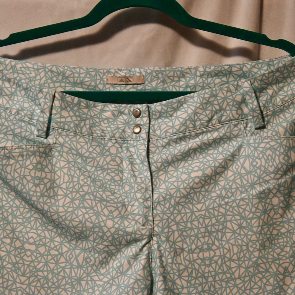 Adidas Teal and White Geometric Pants
